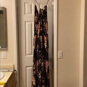 Navy and Floral Maxi Dress
